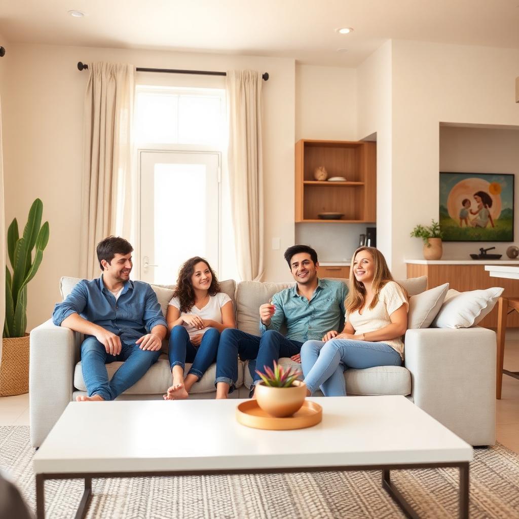 Family relaxing in a comfortable Las Vegas home